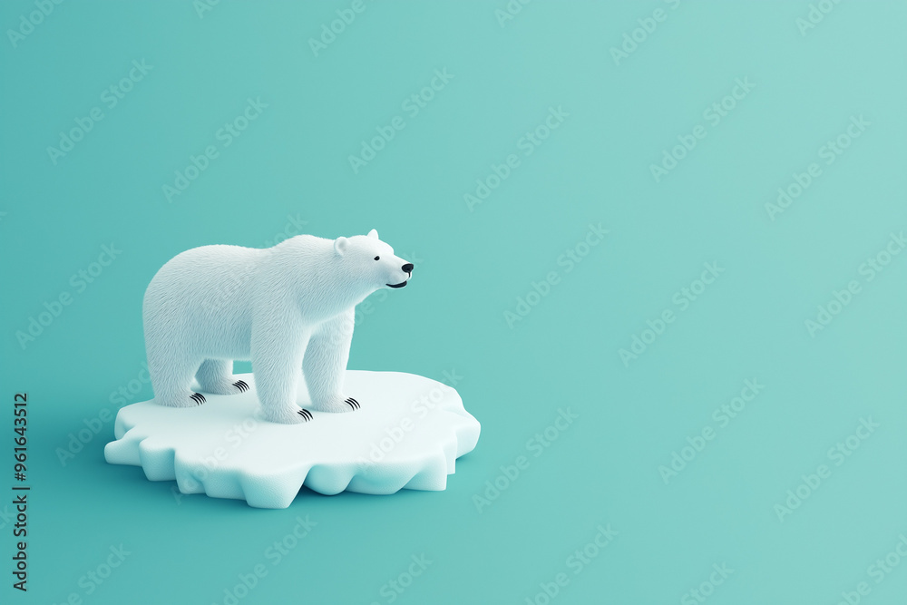 Fototapeta premium Arctic Meltdown: Polar Bears Endangered by Rapid Ice Loss Due to Climate Change