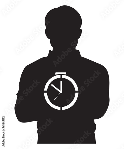 A silhouette of a man holding a clock, symbolizing the passage of time and the weight of responsibilities