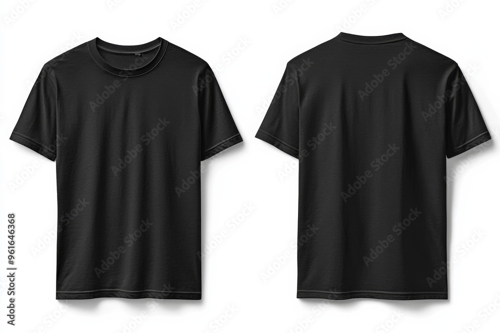 Black Tshirt Mockup Front and Back Isolated created with Generative AI Black Tshirt Mockup Front and Back Isolated created with Generative AI