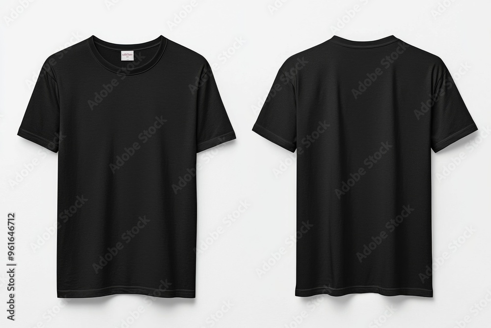 Black Tshirt Mockup Front and Back Isolated created with Generative AI Black Tshirt Mockup Front and Back Isolated created with Generative AI