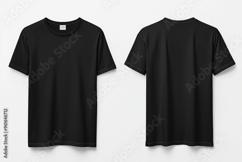 Black Tshirt Mockup Front and Back Isolated created with Generative AI