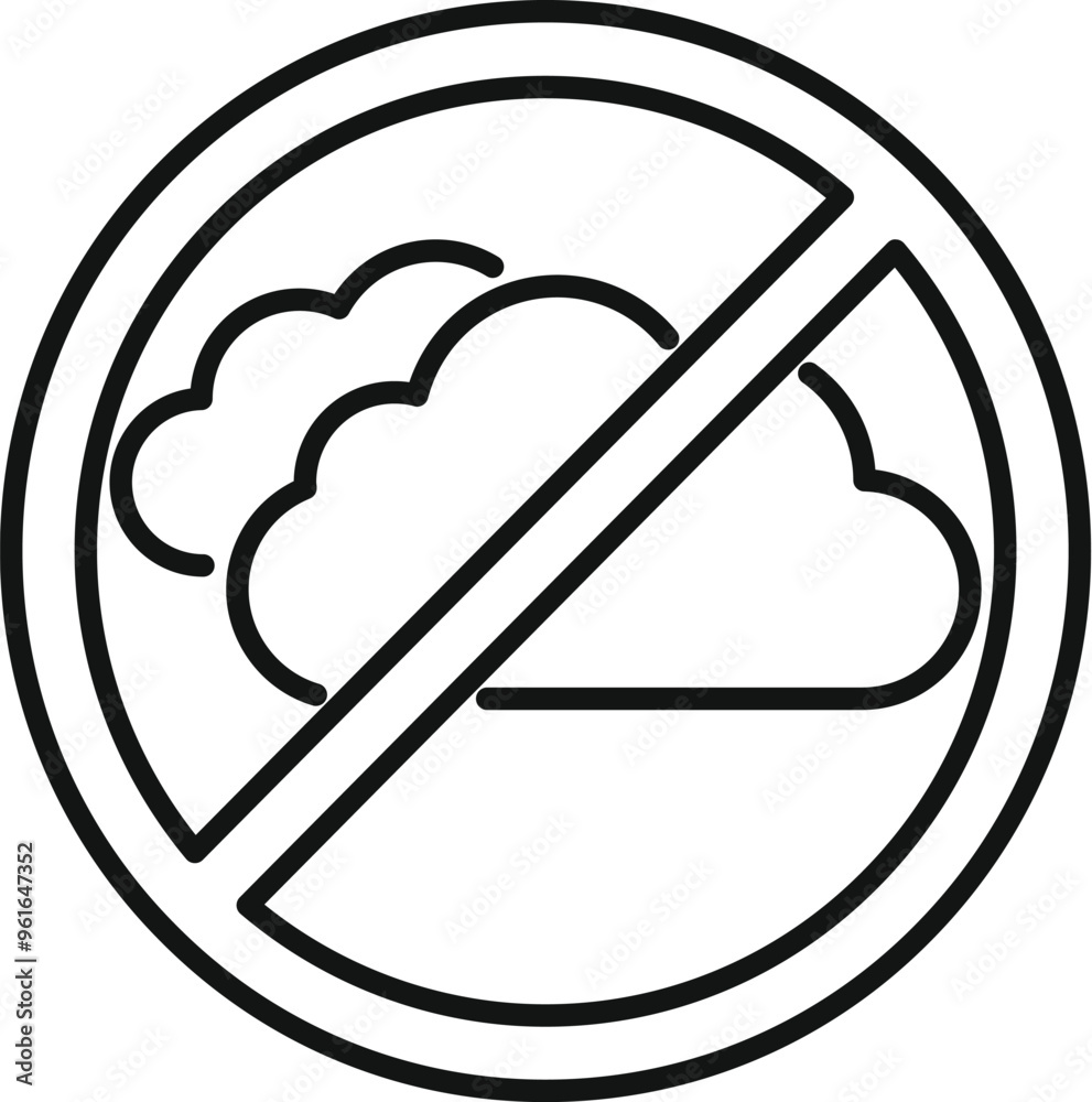 Simple vector showing a crossed out cloud, symbolizing no cloud computing allowed