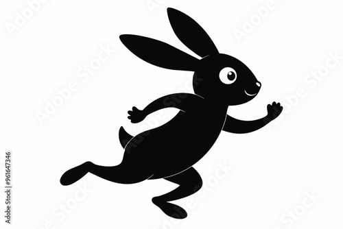  Character school bunny jumping silhouette black vector art illustration photo