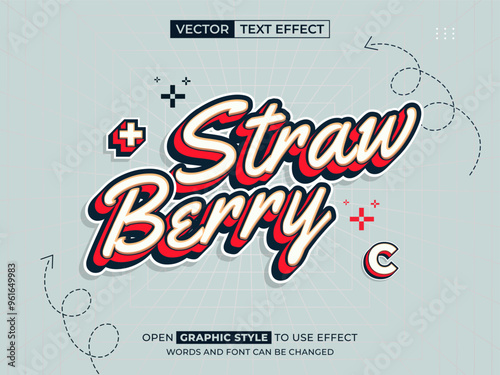 strawberry editable text, font effect, 3d text for title