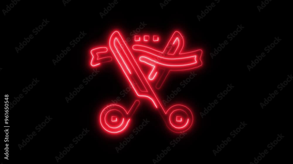 Neon Ribbon Cutting Icon Video HD - Glowing White Grand Opening Symbol with Scissors and Ribbon on Black Background Animation for Business Events and Ceremonies Neon Ribbon Cutting Icon Video HD - Glowing White Grand Opening Symbol with Scissors and Ribbon on Black Background Animation for Business Events and Ceremonies