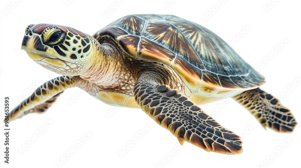 Fototapeta premium Vivid Turtle on White Background