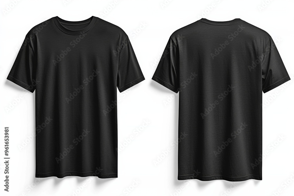 Black Tshirt Mockup Front and Back Isolated created with Generative AI Black Tshirt Mockup Front and Back Isolated created with Generative AI
