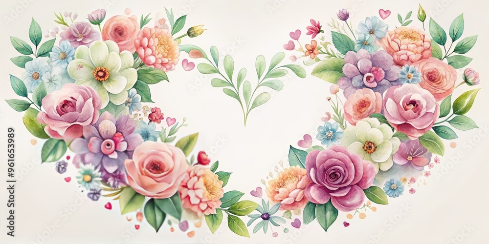 digital illustrations of heart shaped flowers in soft watercolor pasteels for weddingstationery digital illustrations of heart shaped flowers in soft watercolor pasteels for weddingstationery