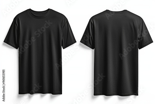 Black Tshirt Mockup Front and Back Isolated created with Generative AI