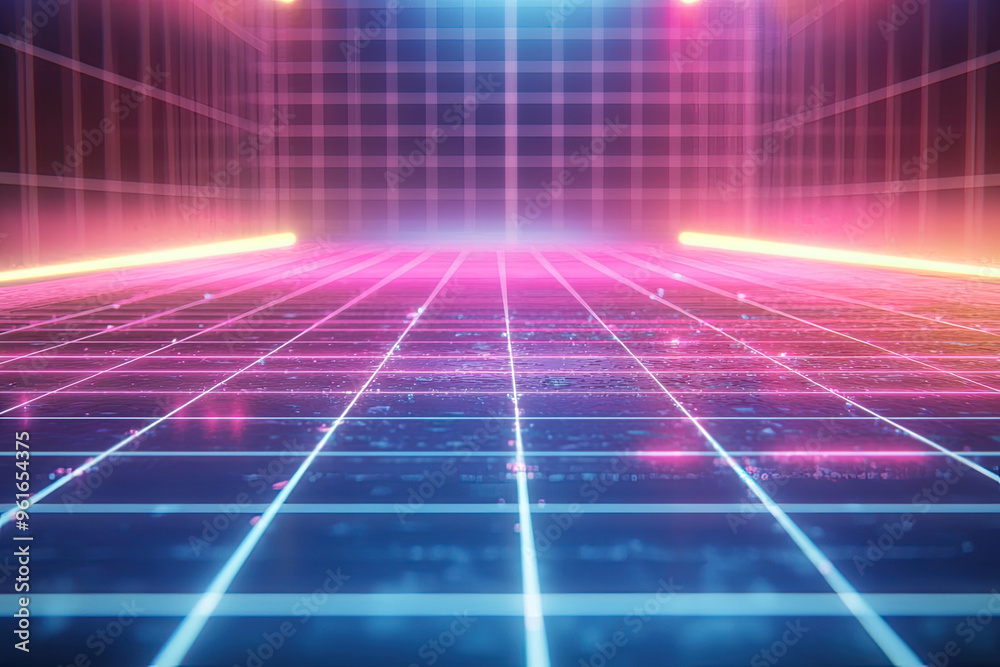 A neon grid of glowing lines converges towards a distant point, creating a futuristic, 80s-inspired digital landscape. A neon grid of glowing lines converges towards a distant point, creating a futuristic, 80s-inspired digital landscape.