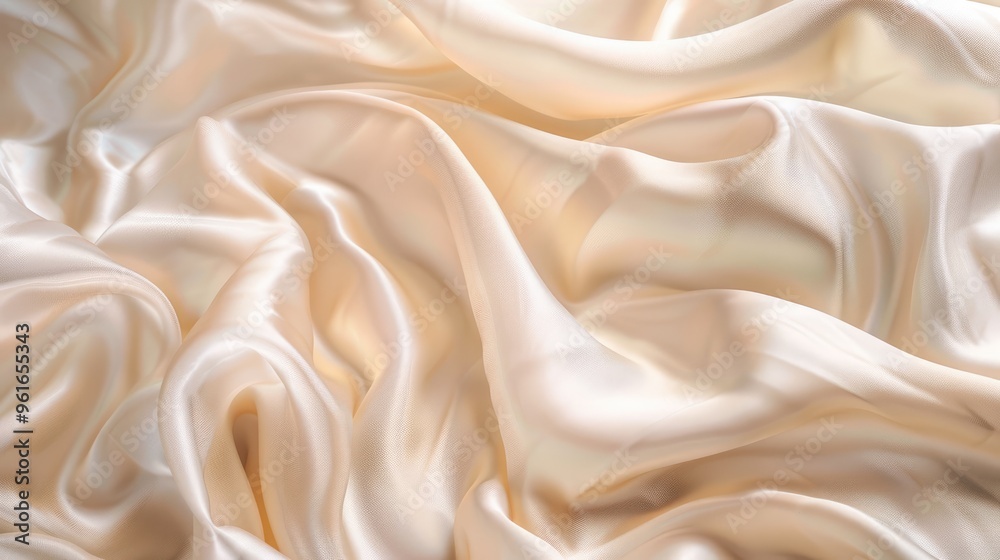 Abstract silk fabric background with horizontal texture and white, beige, and pearl tones. Abstract silk fabric background with horizontal texture and white, beige, and pearl tones.