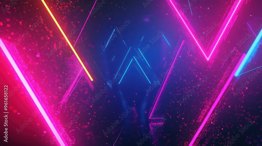 Futuristic neon lights background with glowing pink and blue lines creating a vibrant and dynamic atmosphere in a dark space. Futuristic neon lights background with glowing pink and blue lines creating a vibrant and dynamic atmosphere in a dark space.