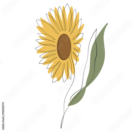 Sunflower one line art