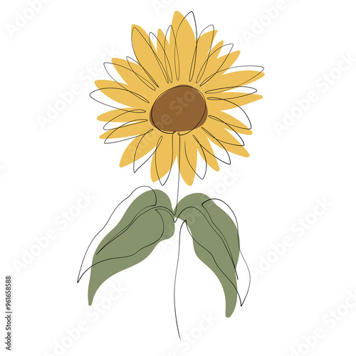 Sunflower one line art