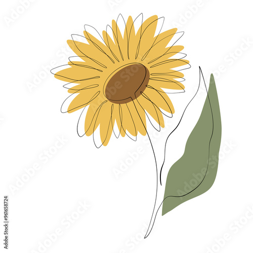 Sunflower one line art
