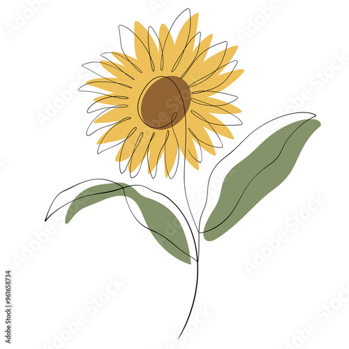 Sunflower one line art