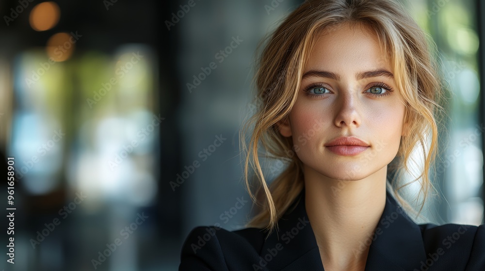 A young woman with natural beauty poses confidently in a modern urban setting during the afternoon A young woman with natural beauty poses confidently in a modern urban setting during the afternoon