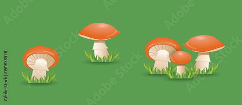 Seamless vector pattern with cute cartoon forest mushrooms. Edible mushroom boletus on white background.
