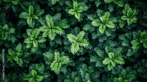 Lush green ferns densely populate the forest floor in a vibrant woodland setting under soft daylight