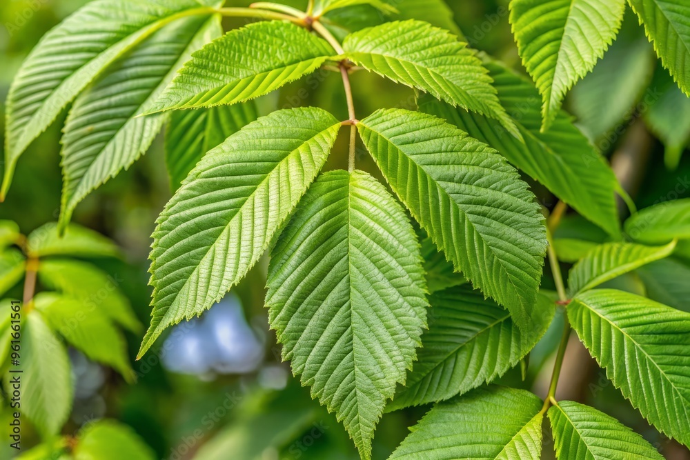 A delicate close-up of compound leaves showcases serrated leaflets arranged opposite each other, diagnostic features of A delicate close-up of compound leaves showcases serrated leaflets arranged opposite each other, diagnostic features of
