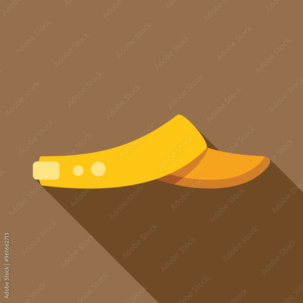 Yellow tennis cap casting a long shadow on brown background, side view Yellow tennis cap casting a long shadow on brown background, side view