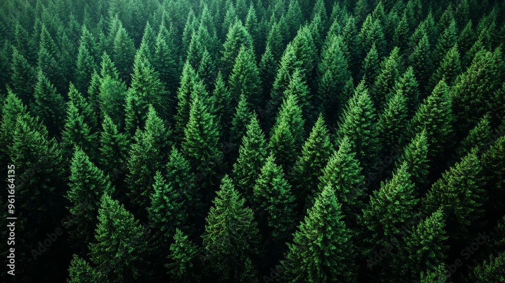 Dense evergreen forest landscape captured from above, showcasing lush greenery during daylight in a serene environment Dense evergreen forest landscape captured from above, showcasing lush greenery during daylight in a serene environment