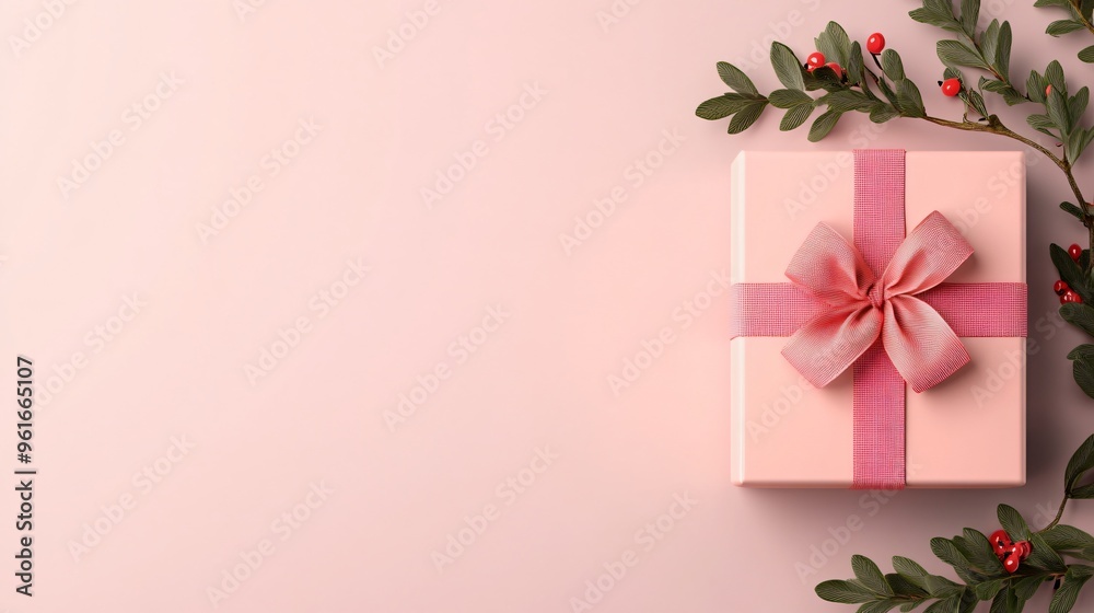 Pink gift box with pink rose and ribbon, perfect for Christmas, Valentine's Day, or any special occasion Pink gift box with pink rose and ribbon, perfect for Christmas, Valentine's Day, or any special occasion