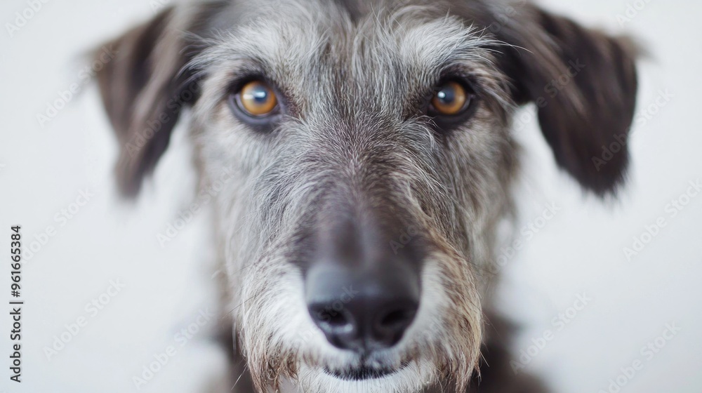 A close-up of a dog's face, showcasing its expressive eyes and fur texture.