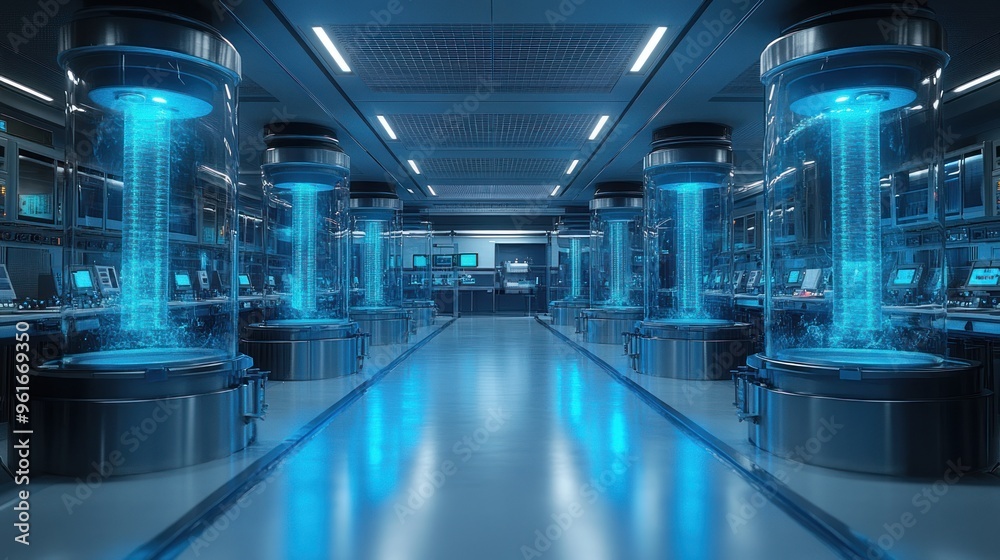 Futuristic Laboratory with Cryogenic Chambers Futuristic Laboratory with Cryogenic Chambers