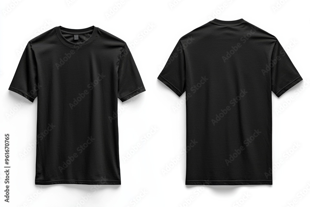 Black Tshirt Mockup Front and Back Isolated created with Generative AI Black Tshirt Mockup Front and Back Isolated created with Generative AI