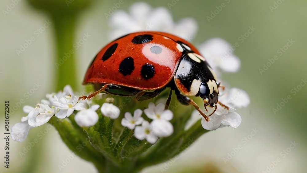 Fototapeta premium Ladybug, macro, flowers, botanical, foral, insects, flora, nature