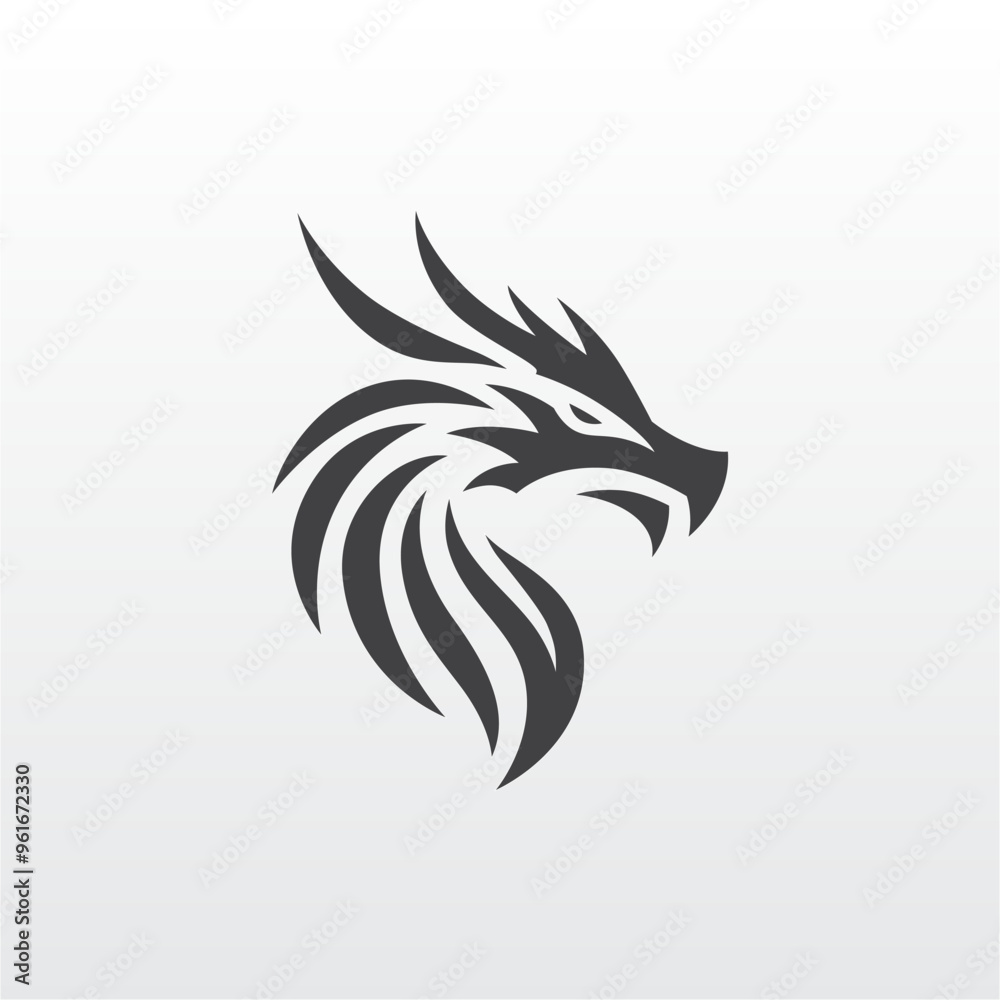Fototapeta premium Sleek Minimalist Dragon Logo