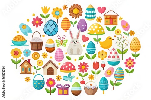 Easter holiday icons iconic shapes