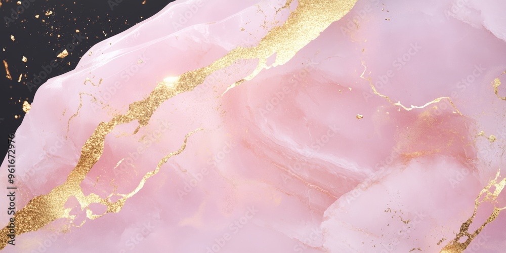 Marble abstract element. Pink quartz mineral with gold splashes on dark background. Piecemeal style, abstract marble waves background, pastel pink colors, 3D rendering of colorful abstract background. Marble abstract element. Pink quartz mineral with gold splashes on dark background. Piecemeal style, abstract marble waves background, pastel pink colors, 3D rendering of colorful abstract background.