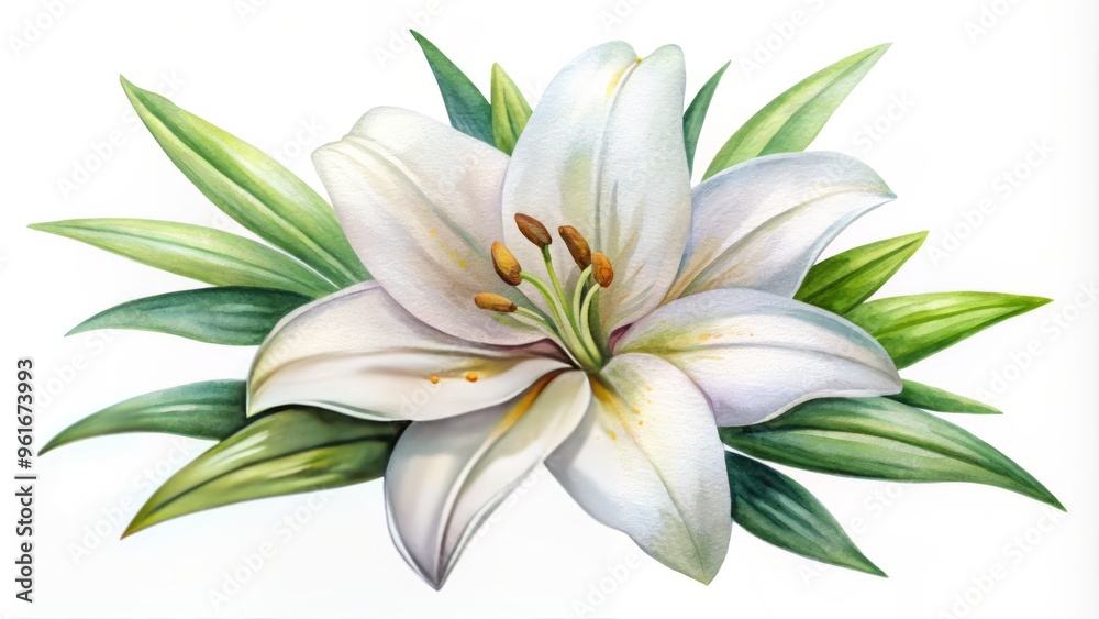 Easter lily icons watercolor style Easter lily icons watercolor style