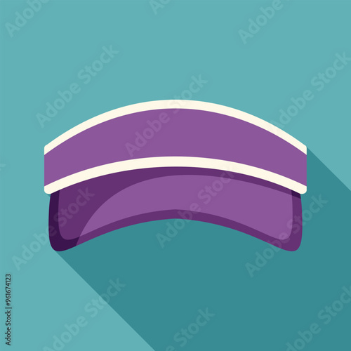 Purple sun visor casting a long shadow on a turquoise background
