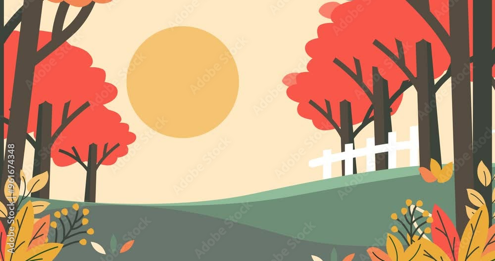 Autumn landscape background vector design, tree branch. Floral banner design with abstract leaves pattern