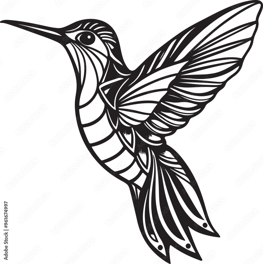 Fototapeta premium Vector illustration of a hummingbird silhouette, capturing the essence of its grace and agility in a minimalist design