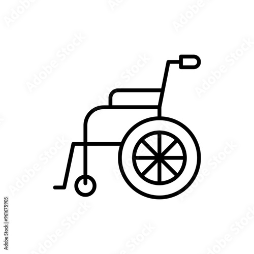 Wheelchair outline icons, minimalist vector illustration ,simple transparent graphic element .Isolated on white background