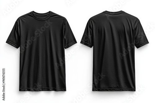 Black Tshirt Mockup Front and Back Isolated created with Generative AI