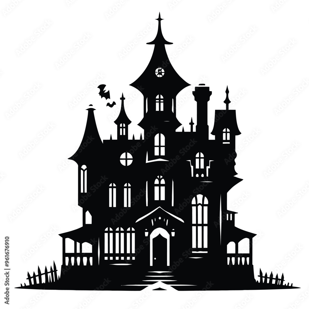 Obraz premium Halloween Haunted House Silhouette