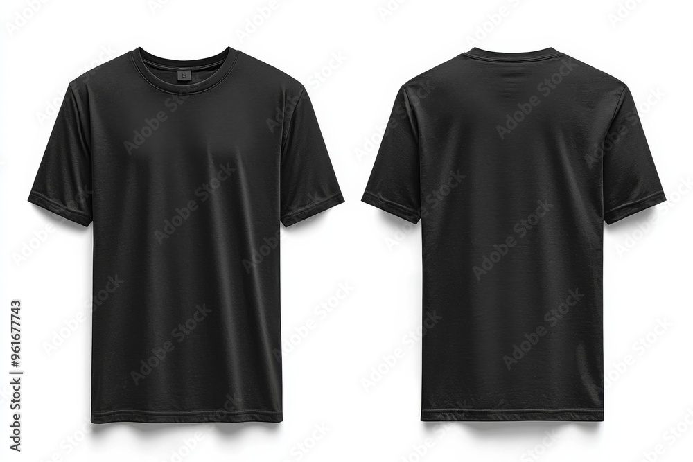 Naklejka premium Black Tshirt Mockup Front and Back Isolated created with Generative AI