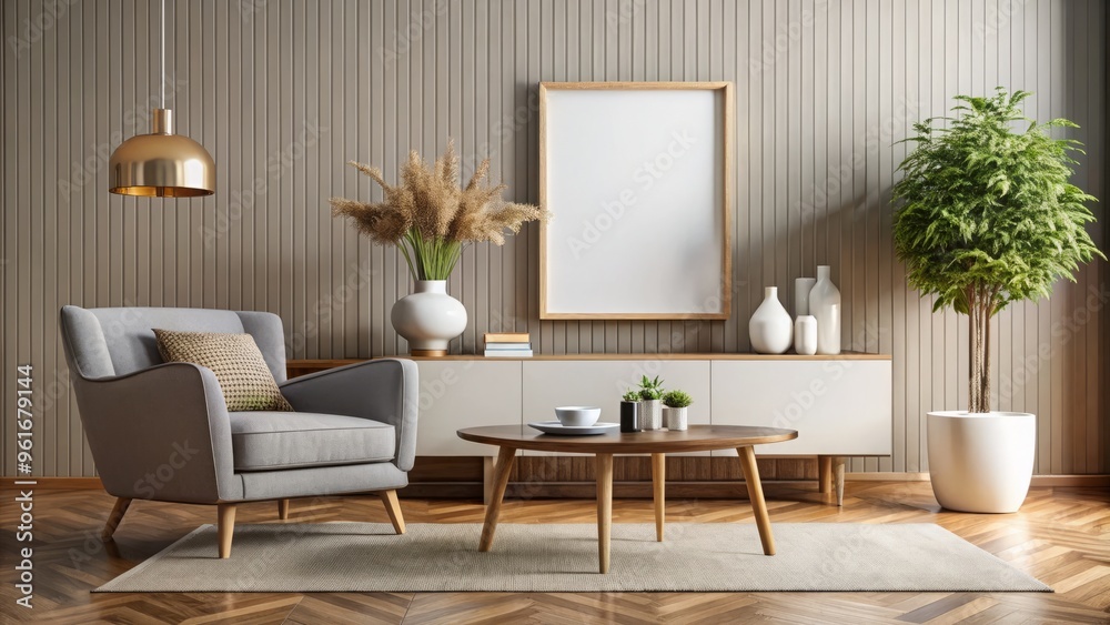 A sleek, minimalist living room with a low-profile sofa and geometric coffee table invites you to celebrate a A sleek, minimalist living room with a low-profile sofa and geometric coffee table invites you to celebrate a