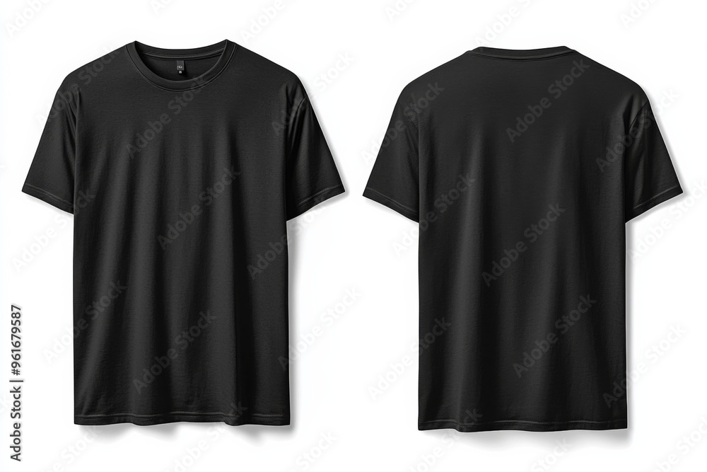 Black Tshirt Mockup Front and Back Isolated created with Generative AI Black Tshirt Mockup Front and Back Isolated created with Generative AI