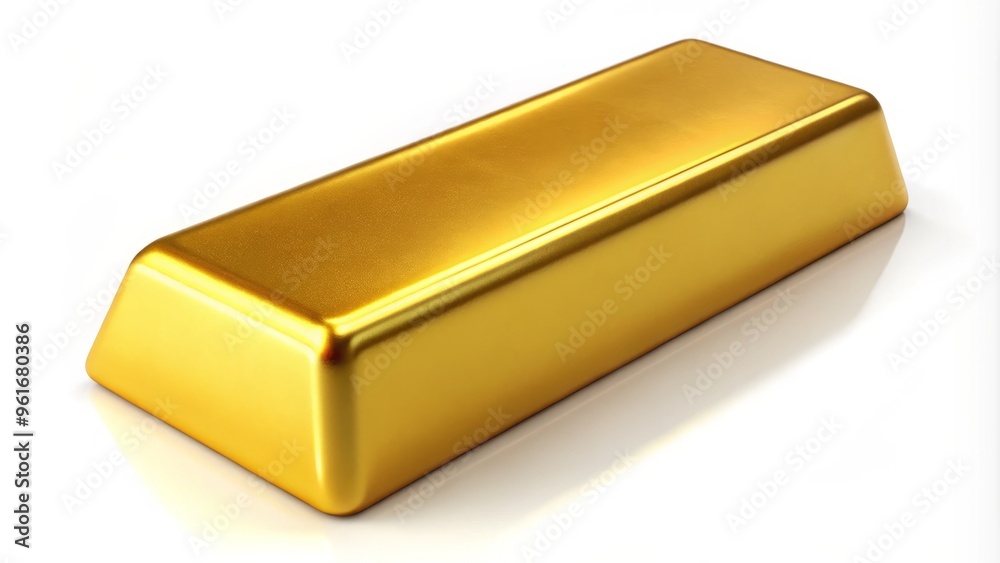 A solitary gold tael bar rests against a crisp white surface, its lustrous finish radiating warmth and sophistication.