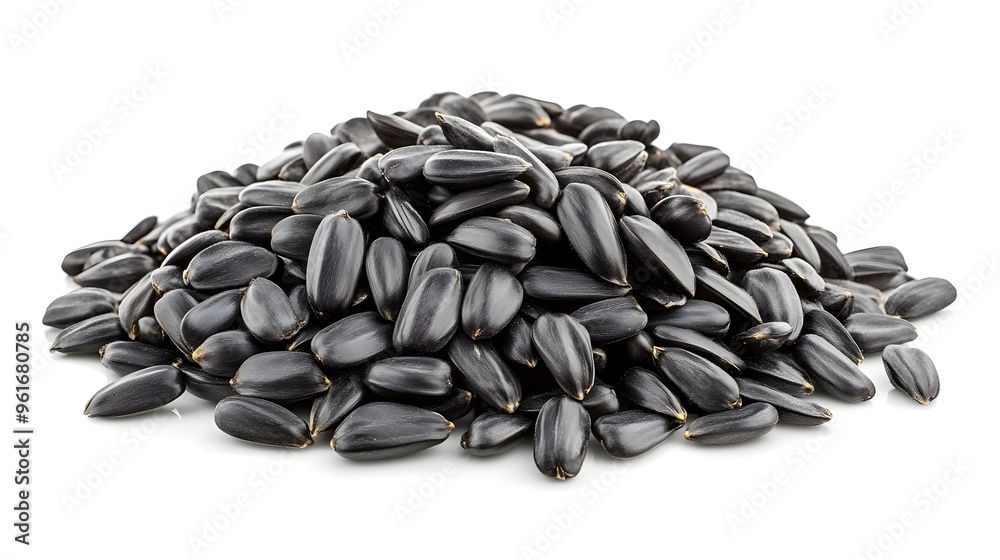 Pile of black sunflower seeds. Perfect for food-related advertising banners, showcasing the natural texture and healthy snack concept. Healthy snacks, and nutritional concepts in commercial designs Pile of black sunflower seeds. Perfect for food-related advertising banners, showcasing the natural texture and healthy snack concept. Healthy snacks, and nutritional concepts in commercial designs
