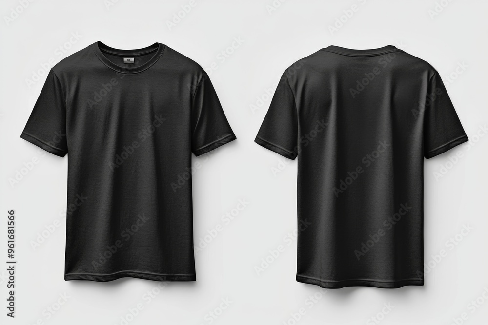 Black Tshirt Mockup Front and Back Isolated created with Generative AI Black Tshirt Mockup Front and Back Isolated created with Generative AI