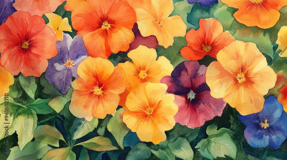 custom made wallpaper toronto digitalA Lush Watercolor of Vibrant Flowers Celebrating Nature's Splendor