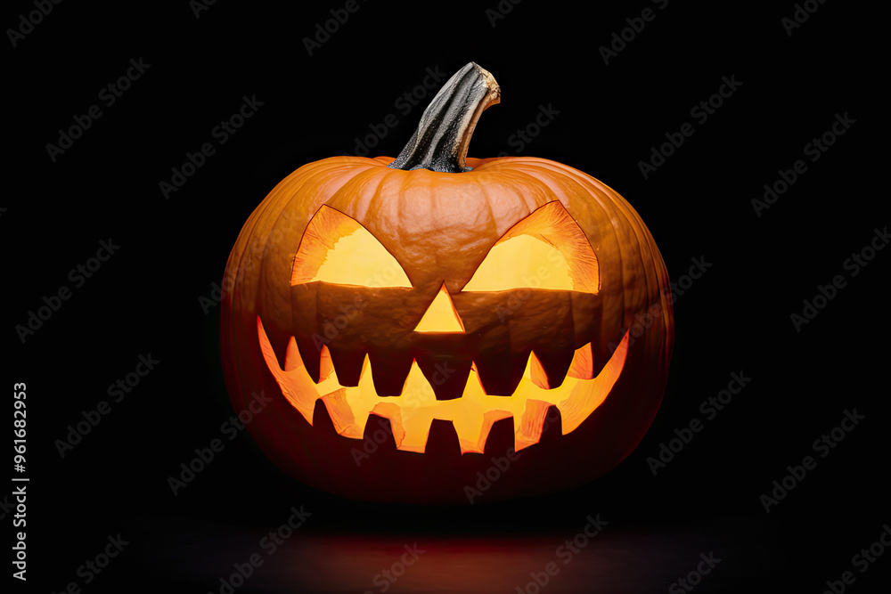 Pumpkin with cut out eyes and mouth on a black background Pumpkin with cut out eyes and mouth on a black background