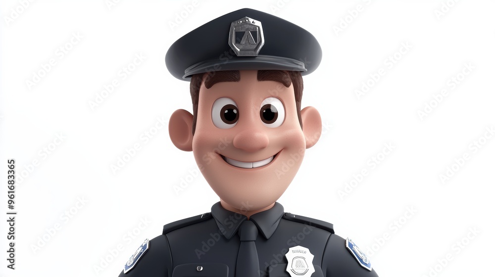 Friendly Cartoon Police Officer in Uniform Giving Thumbs Up Friendly Cartoon Police Officer in Uniform Giving Thumbs Up